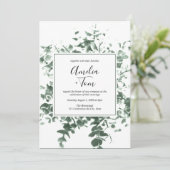 Botanisch gebladerte Waterverf kalligrafie bruilof Kaart (Staand voorkant)