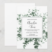 Botanisch gebladerte Waterverf kalligrafie bruilof Kaart (Voorkant / Achterkant)