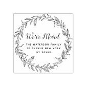 botanisch gebladerte We hebben nieuw adres verplaa Rubberstempel (Afrduk)