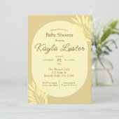 Botanisch geel Baby shower Uitnodiging (Staand voorkant)