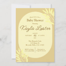 Botanisch geel Baby shower Uitnodiging