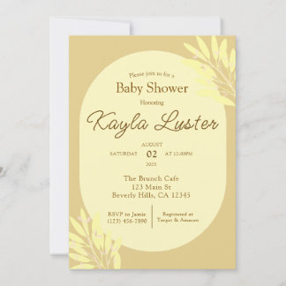 Botanisch geel Baby shower Uitnodiging