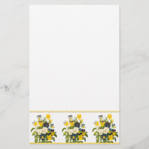 Botanisch Geel en Paarse Viooltjes Stationery Briefpapier