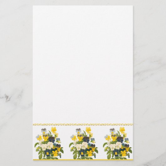 Botanisch Geel en Paarse Viooltjes Stationery Briefpapier (Voorkant)