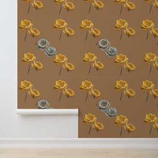 BOTANISCH GEEL EN WIT BLOEMEN STIJL BEHANG