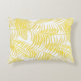 Botanisch geel en wit palmblad met patroon accent kussen