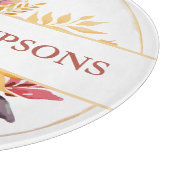 Botanisch geel monogram bruiloft snijplank (Hoek)