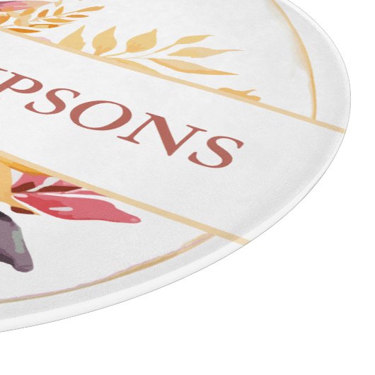 Botanisch geel monogram bruiloft snijplank (Hoek)