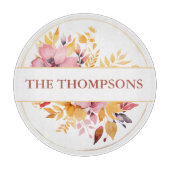 Botanisch geel monogram bruiloft snijplank (Voorkant)