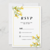 Botanisch geel sinaasappel groen lentebloemen RSVP Kaart (Voorkant)
