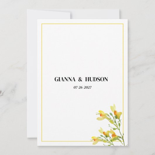 Botanisch geel sinaasappel groen lentebloemen RSVP Kaart (Achterkant)