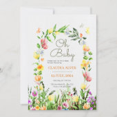 Botanisch Geel waterverf Bloemen Babyshower Kaart (Voorkant)
