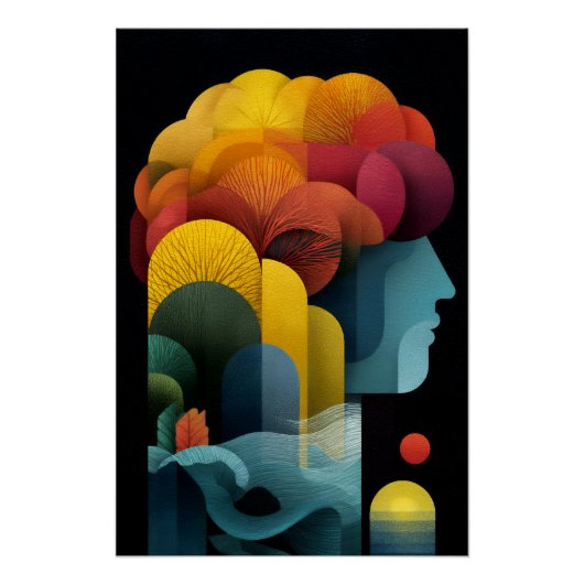 Botanisch Geestelijk Profiel met Levendige Lagen Perfect Poster (Voorkant)