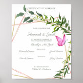 Botanisch Geometrisch met Bladeren & Vlinder Poster (Voorkant)