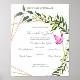 Botanisch Geometrisch met Bladeren & Vlinder Poster