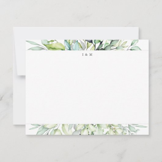 Botanisch gepersonaliseerd monogram briefpapier notitiekaartje (Voorkant)