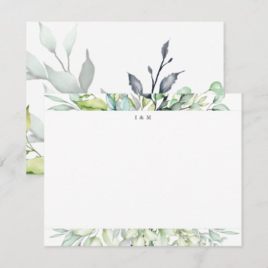 Botanisch gepersonaliseerd monogram briefpapier notitiekaartje (Voorkant / Achterkant)