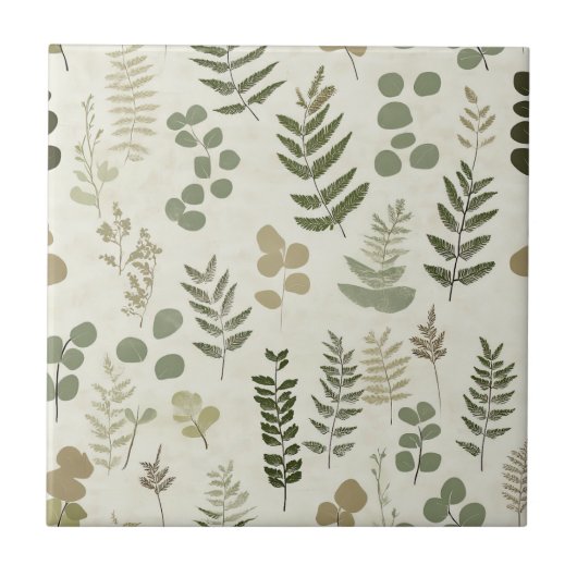 Botanisch geperst bladerenpatroon – Varentprint (3 Tegeltje (Voorkant)