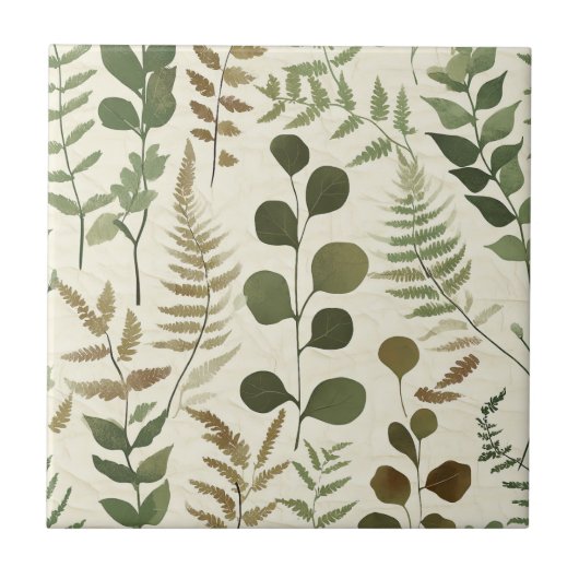 Botanisch geperst bladerenpatroon – Varentprint Tegeltje (Voorkant)
