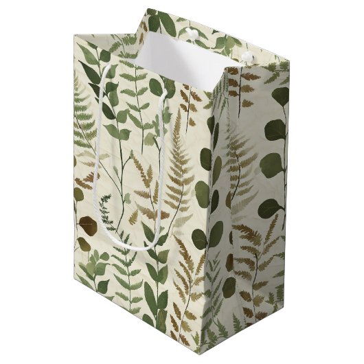Botanisch geperst bladpatroon – Varentprint Medium Cadeauzakje (Voorkant Gekanteld)
