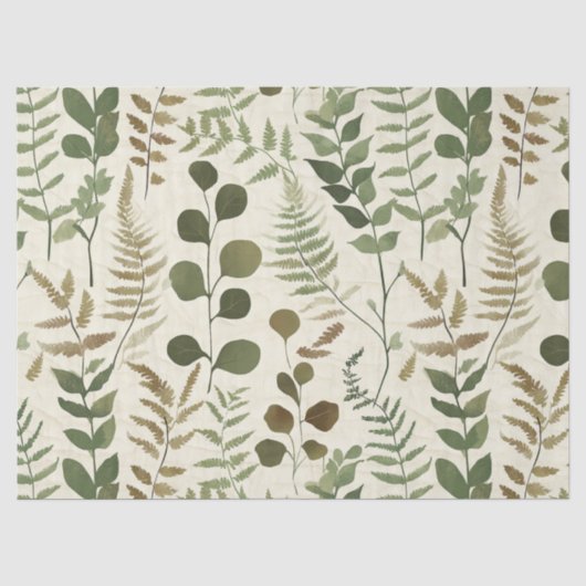 Botanisch geperst bladpatroon – Varentprint Tissuepapier (Voorkant)