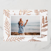 Botanisch geperst | Horizontaal foto-Roos Gold Folie Feestdagenkaart (Voorkant)