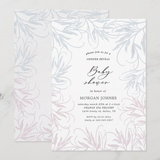 botanisch geslacht onthult baby shower uitnodiging (Voorkant / Achterkant)