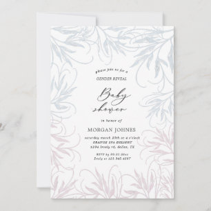 botanisch geslacht onthult baby shower uitnodiging