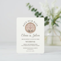 Botanisch glas-in-lood trouwkaart Save The Date