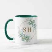 Botanisch Goud Custom Monogram Voor Huwelijk Mok (Links)