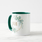 Botanisch Goud Custom Monogram Voor Huwelijk Mok (Voorkant links)