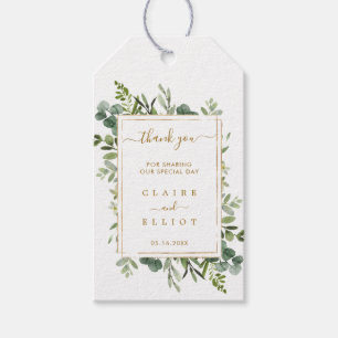 Botanisch Goud Groen Bruiloft Dank u Cadeaulabel