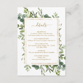 Botanisch Goud Groen Bruiloft Details Informatiekaartje