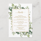 Botanisch Goud Groen Bruiloft Details Informatiekaartje (Voorkant)