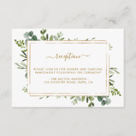 Botanisch Goud Groen Bruiloft Receptie Informatiekaartje