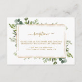 Botanisch Goud Groen Bruiloft Receptie Informatiekaartje (Voorkant)