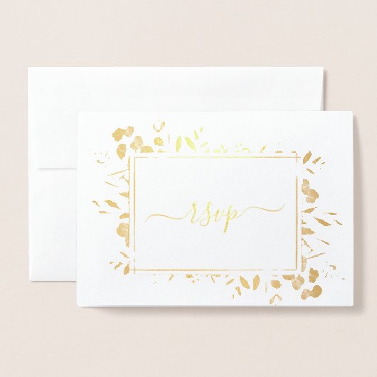 Botanisch Goud Groen Bruiloft RSVP Folie Kaarten (Voorkant met envelop)