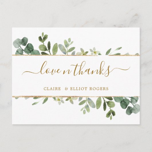 Botanisch Goud Groen Dank u Briefkaart (Voorkant)