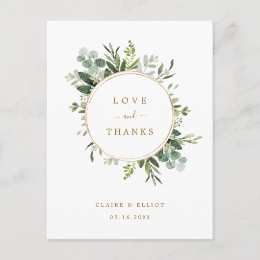 Botanisch Goud Groen Dank u Briefkaart (Voorkant)