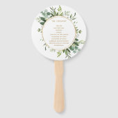 Botanisch Goud Groen Huwelijksprogramma Hand Fan Handwaaier (Achterkant)