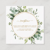 Botanisch Goud Groen Krans Bruiloft Receptie Informatiekaartje (Voorkant)
