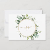 Botanisch Goud Groen Krans Bruiloft RSVP Kaart (Achterkant)