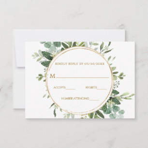 Botanisch Goud Groen Krans Bruiloft RSVP Kaart