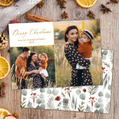 Botanisch Goud Script 2 Fotocollage Kerstmis Feestdagenkaart