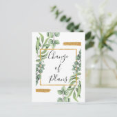 Botanisch Goud Wijziging van Plannen Huwelijk Uitg Aankondigingskaart (Staand voorkant)