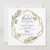 Botanisch Gouden Geometrische Bruidsdouche Kaart (Voorkant)