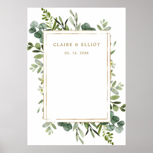 Botanisch gouden groen wedding achtergrond poster (Voorkant)