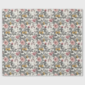 botanisch graveerpatroon – romantisch cadeaupapier (Vlak)