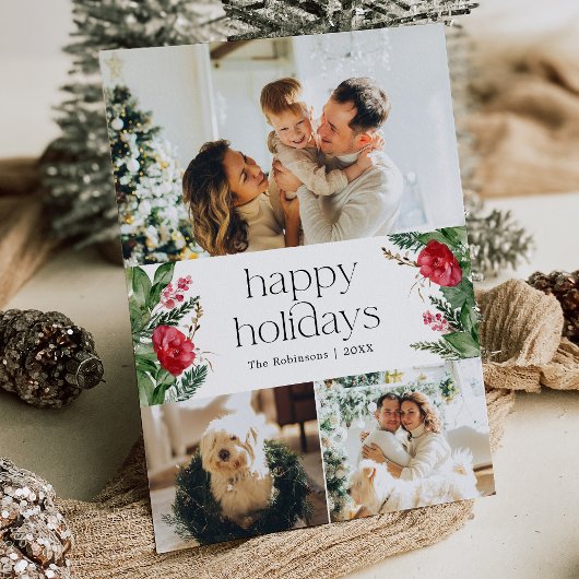 Botanisch groen 3 foto Platte vakantie Kaart