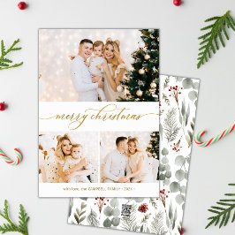 Botanisch groen 3 Fotocollage Kerst Kaart